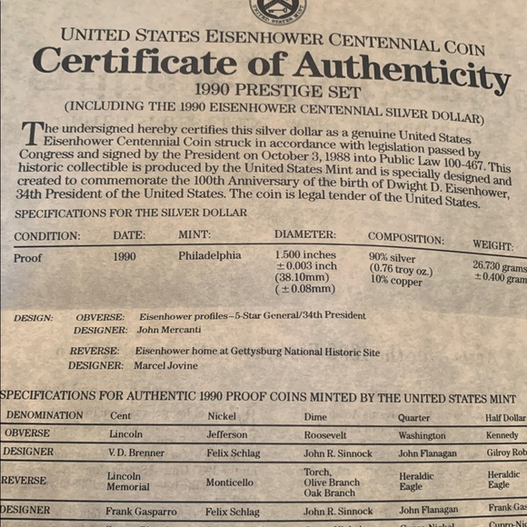 1990 US Mint Prestige coin collection box w plastic and velvet protective cover - Picture 13 of 16